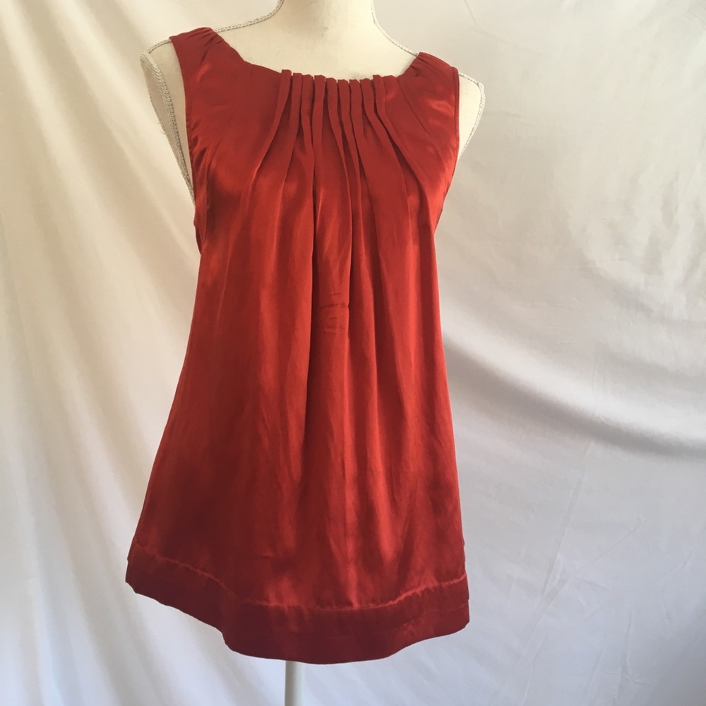 BCBG Red Silk blend tie back top